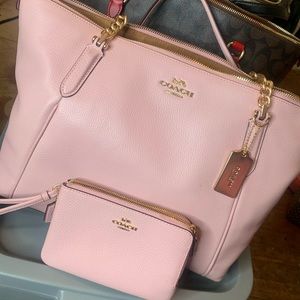 Soft Pink Coach Tote with Matching Wallet